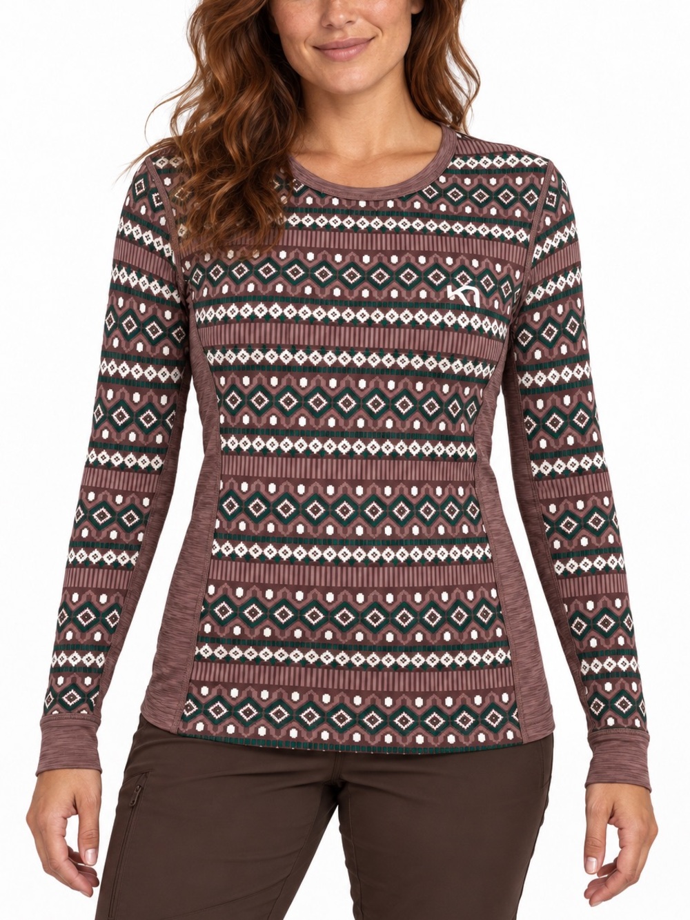NWT Kari Traa Lune Nordic Print Long Sleeve Base Layer Top – Large